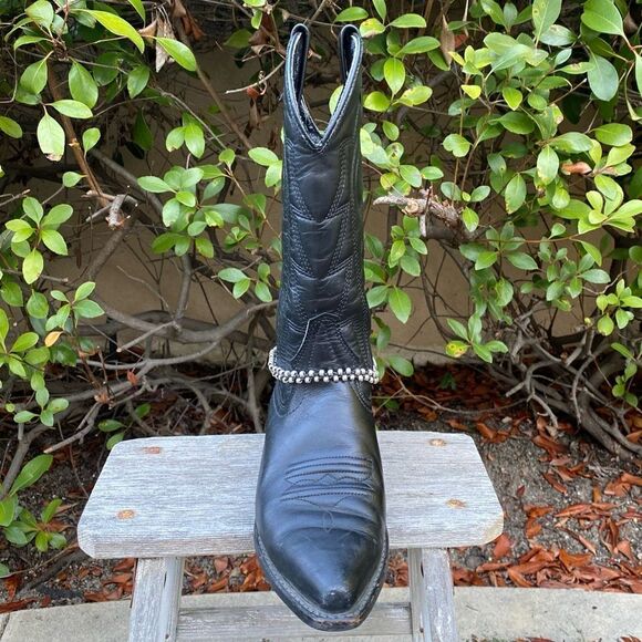 New Hand Made Western Black & Silver Circle Boot Charm or Double Wrap Bracelet - Picture 6 of 10